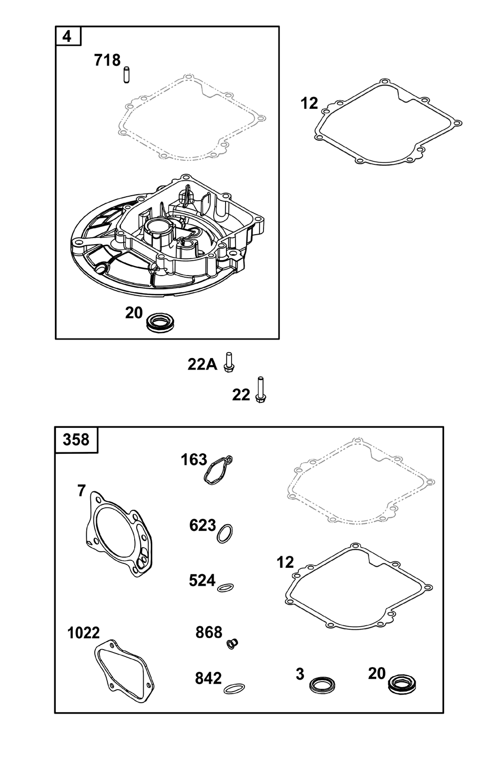 Crankcase Cover/Sump Group Diagram and Parts List for 104M0B-0272-H5 100000 - 19Z999 Briggs and Stratton Engine
